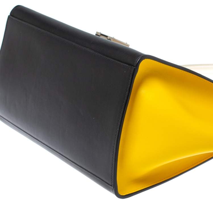 Pre Owned Celine Tricolor Leather Small Trapeze Bag