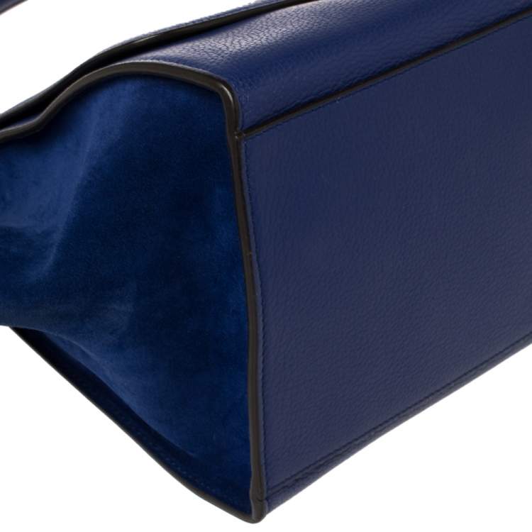 مملوكة مسبقًا Celine Blue Leather and Suede Medium Trapeze Top Handle Bag