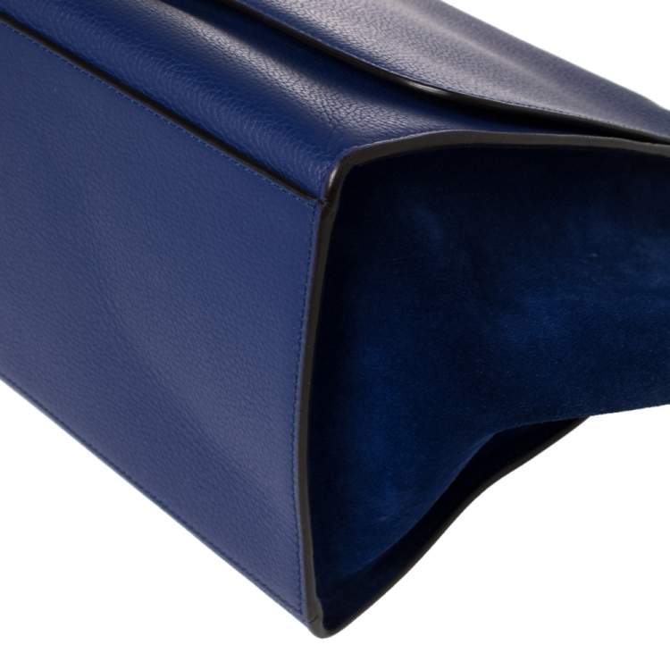 مملوكة مسبقًا Celine Blue Leather and Suede Medium Trapeze Top Handle Bag