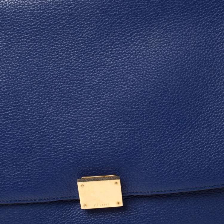 مملوكة مسبقًا Celine Blue Leather and Suede Medium Trapeze Top Handle Bag