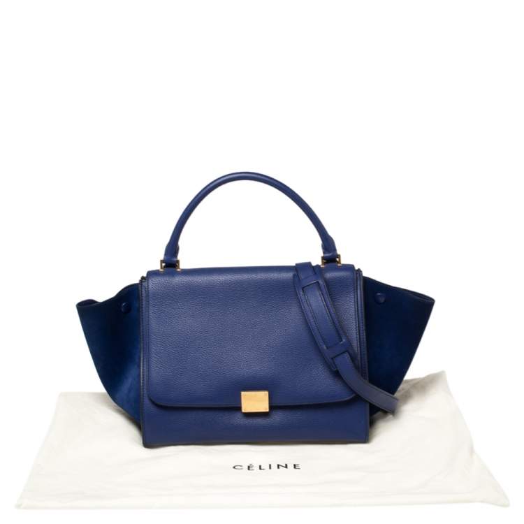 مملوكة مسبقًا Celine Blue Leather and Suede Medium Trapeze Top Handle Bag