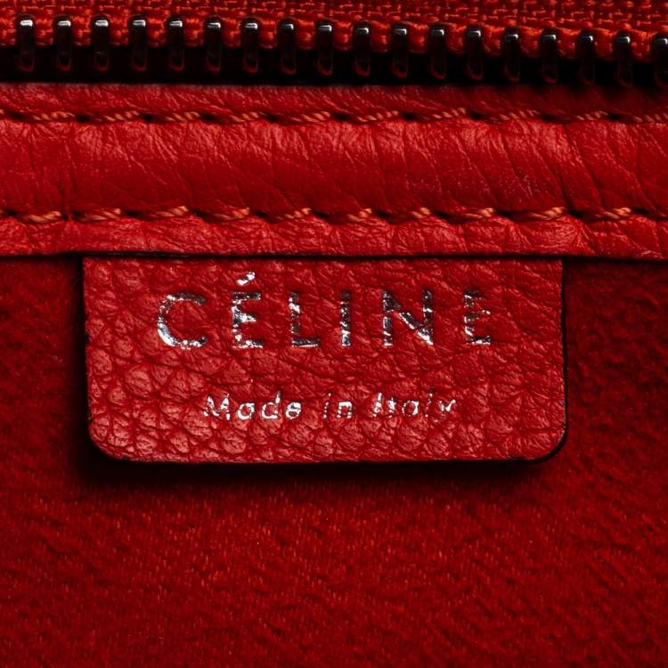 Pre Owned Celine Orange Leather Nano Luggage Tote