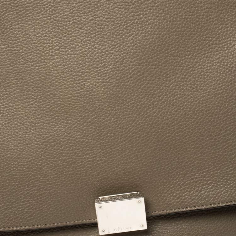 Pre Owned Celine Khaki Green Leather and Suede Medium Trapeze Top Handle Bag