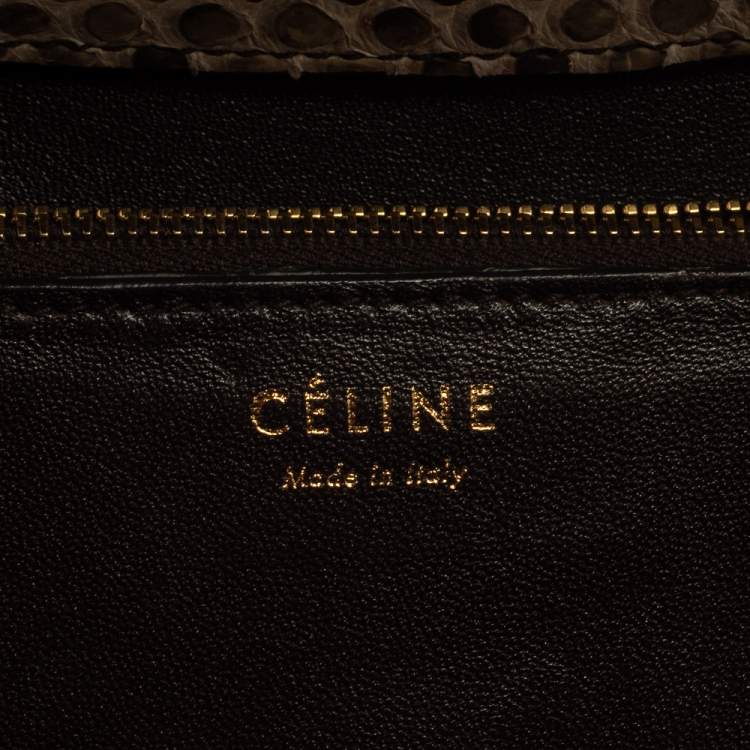 Pre Owned Celine Brown Python Medium Classic Box Shoulder Bag