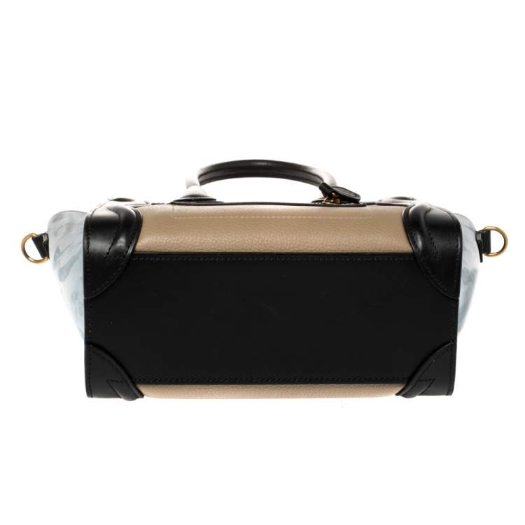 Pre Owned Celine Multicolor Leather and Suede Nano Luggage Tote