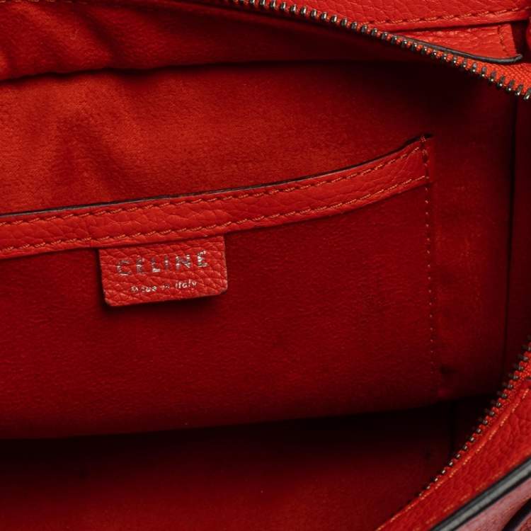 Pre Owned Celine Orange Leather Nano Luggage Tote