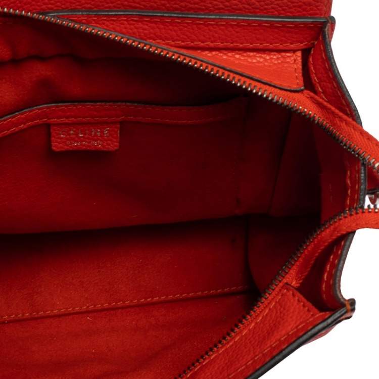 Pre Owned Celine Orange Leather Nano Luggage Tote