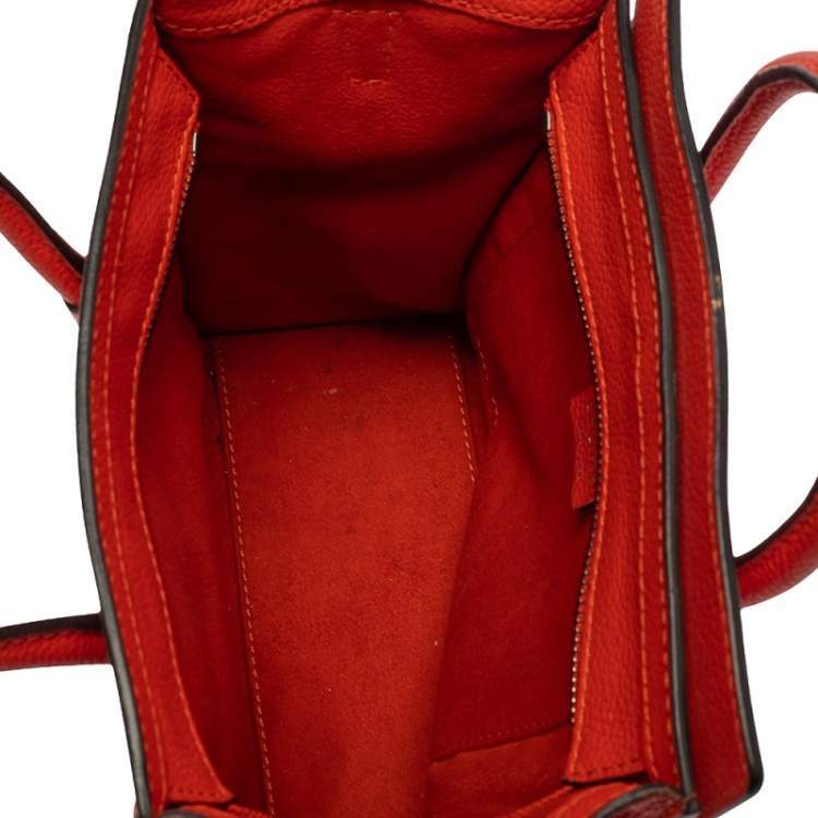 Pre Owned Celine Orange Leather Nano Luggage Tote