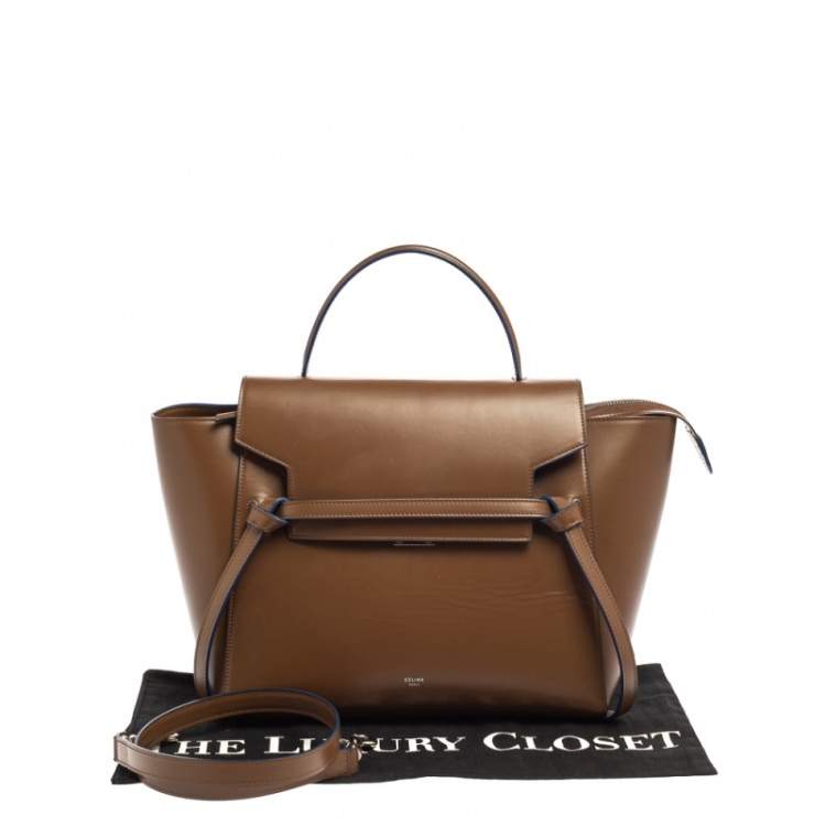 Pre Owned Celine Brown Leather Micro Belt Top Handle Bag