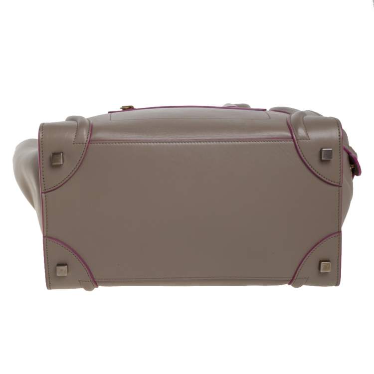 Pre Owned Celine Beige/Pink Leather Mini Luggage Tote