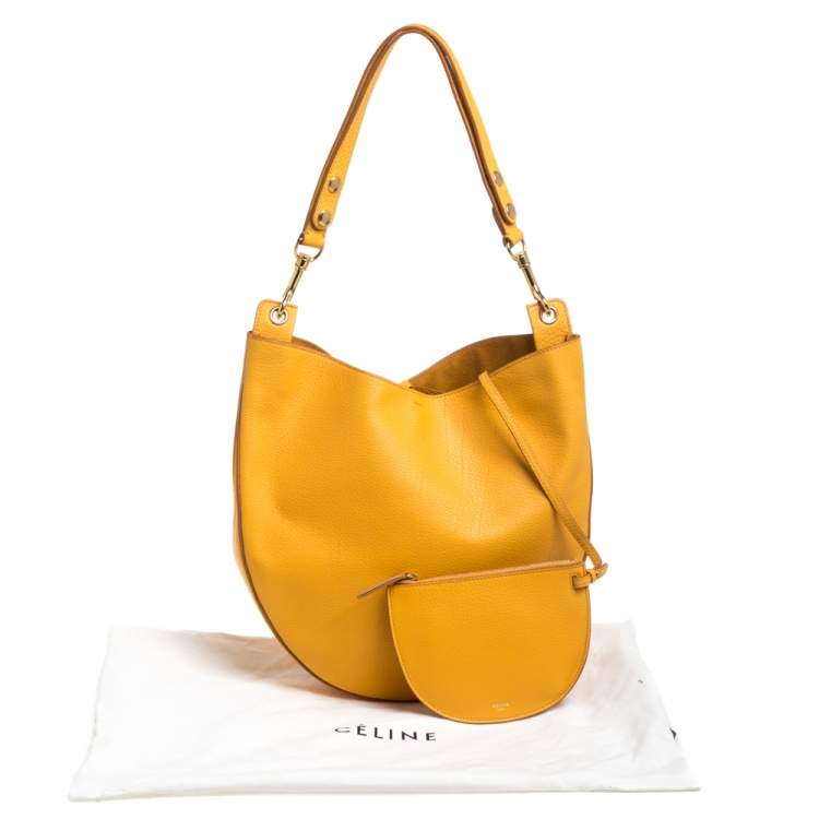 Pre Owned Celine Mustard Leather Medium Hobo