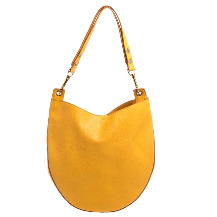 Pre Owned Celine Mustard Leather Medium Hobo