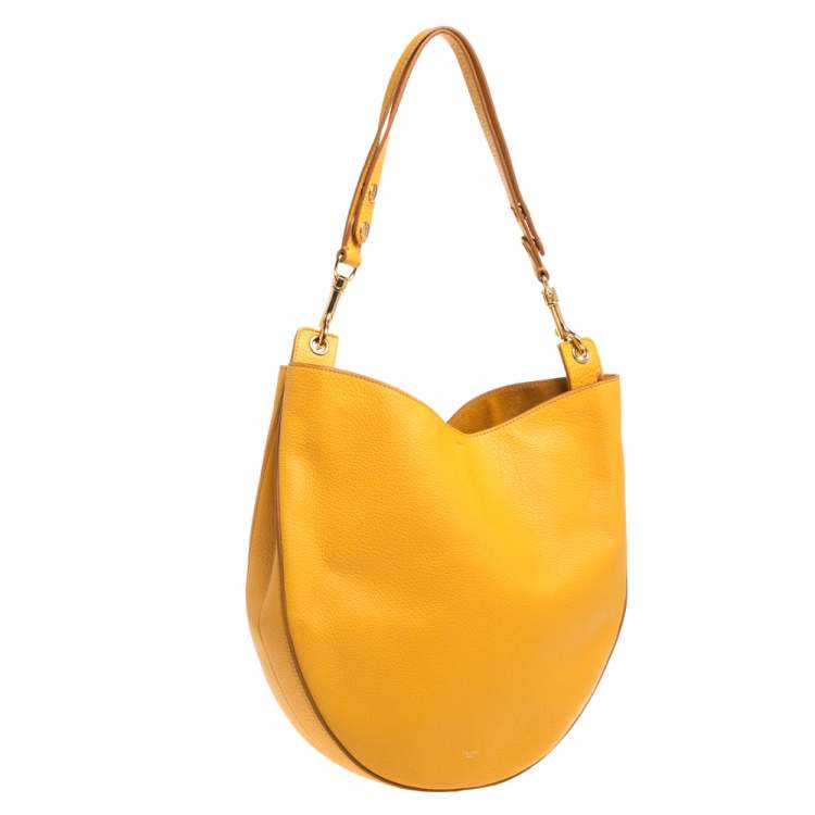 Pre Owned Celine Mustard Leather Medium Hobo