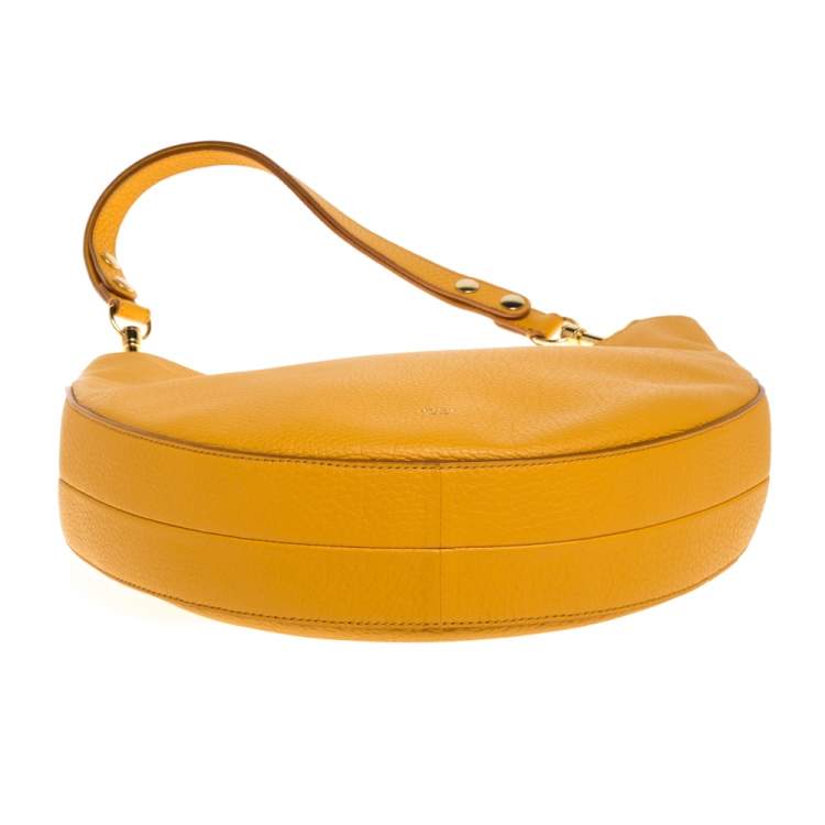 Pre Owned Celine Mustard Leather Medium Hobo