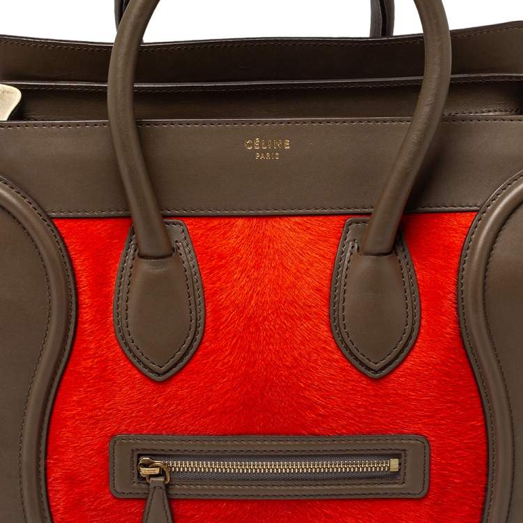 Pre Owned Celine Tri Color Pony Hair and Leather Mini Luggage Tote