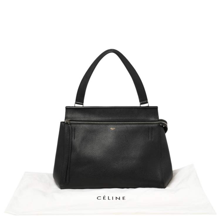 Pre Owned Celine Black Leather Medium Edge Top Handle Bag