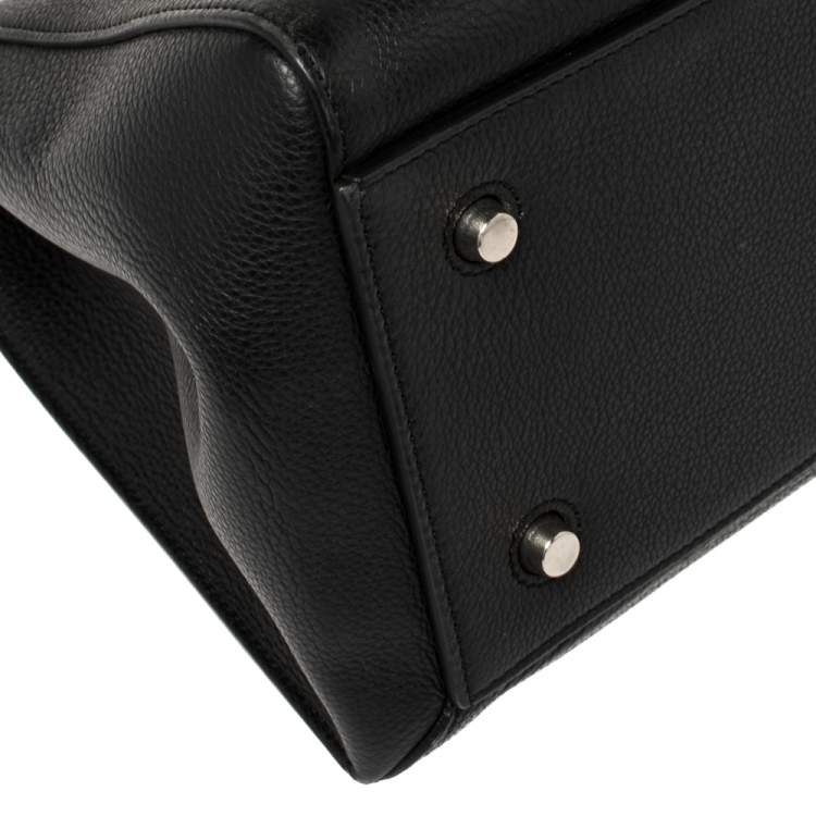 Pre Owned Celine Black Leather Medium Edge Top Handle Bag