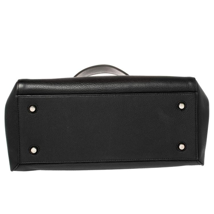 Pre Owned Celine Black Leather Medium Edge Top Handle Bag