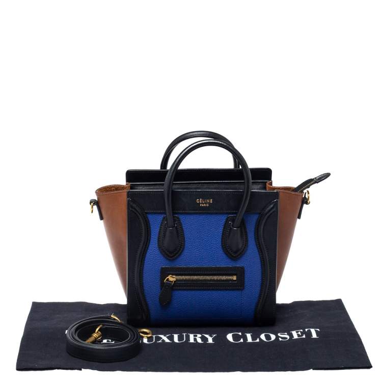 Pre Owned Celine Tri Color Leather Nano Luggage Tote