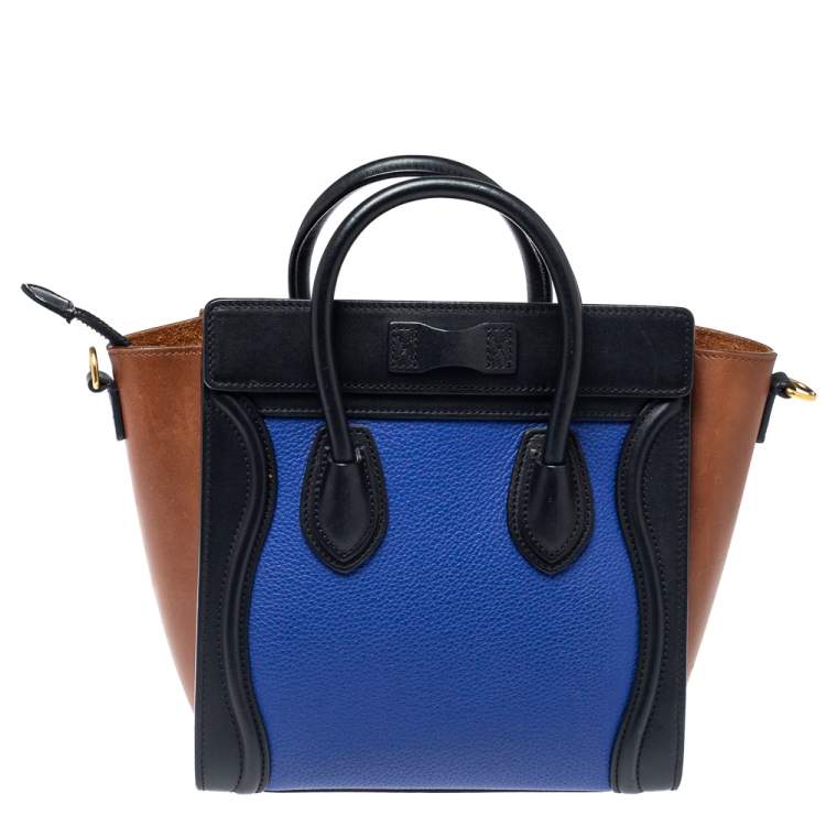 Pre Owned Celine Tri Color Leather Nano Luggage Tote