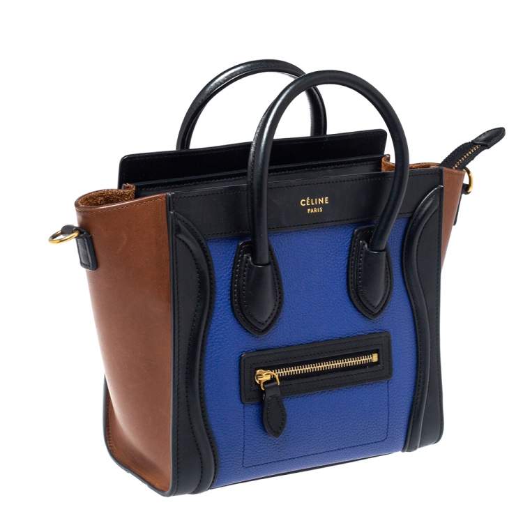 Pre Owned Celine Tri Color Leather Nano Luggage Tote