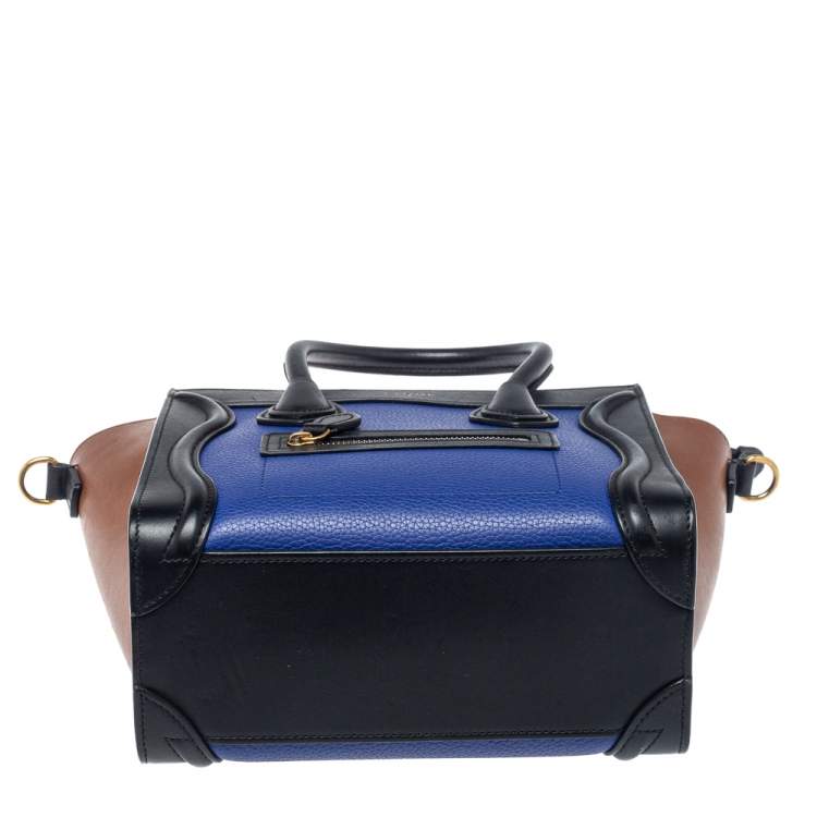 Pre Owned Celine Tri Color Leather Nano Luggage Tote