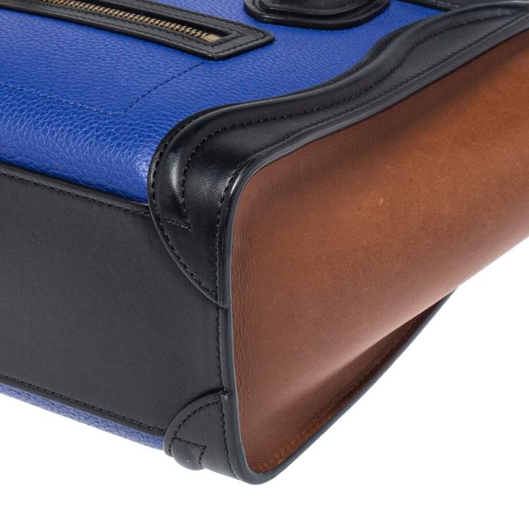 Pre Owned Celine Tri Color Leather Nano Luggage Tote