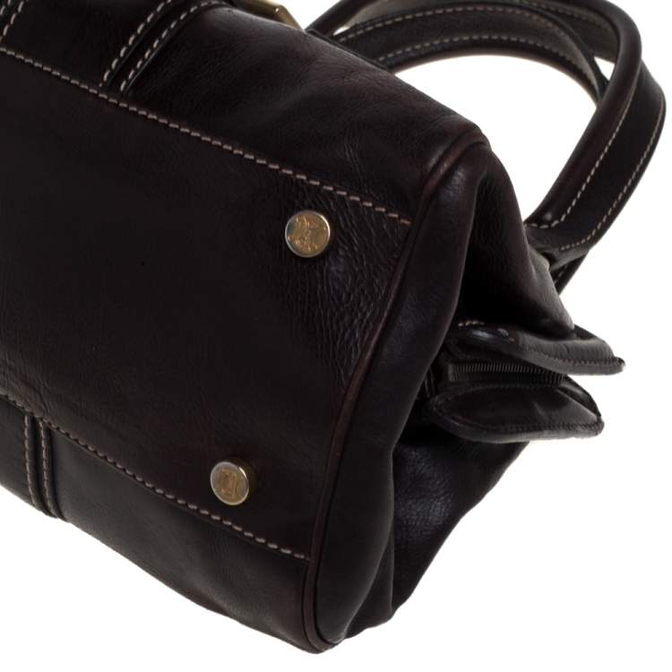 Pre Owned Celine Brown Leather Buckle Satchel