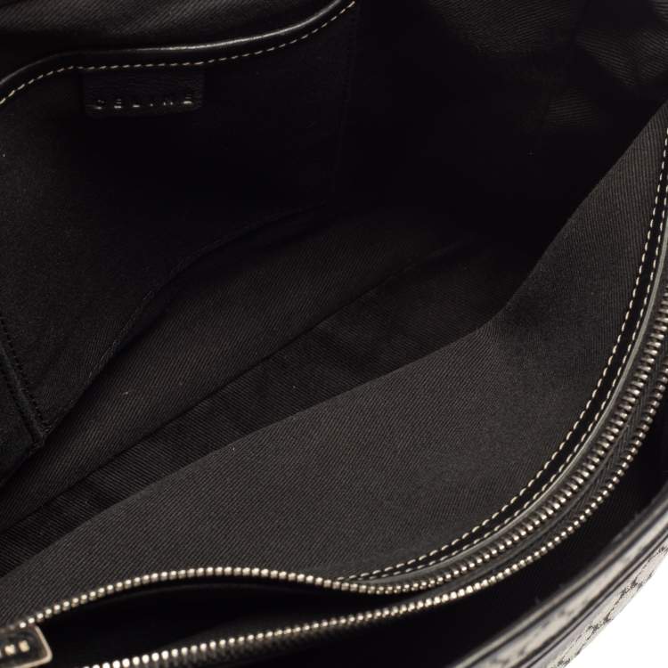 Pre Owned Celine Black/Grey Macadam Canvas And Leather Boogie Tote