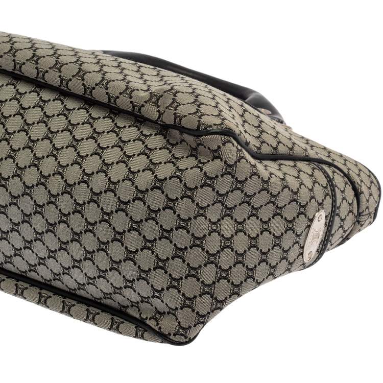 Pre Owned Celine Black/Grey Macadam Canvas And Leather Boogie Tote