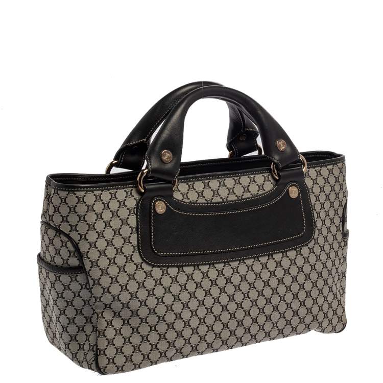 Pre Owned Celine Black/Grey Macadam Canvas And Leather Boogie Tote