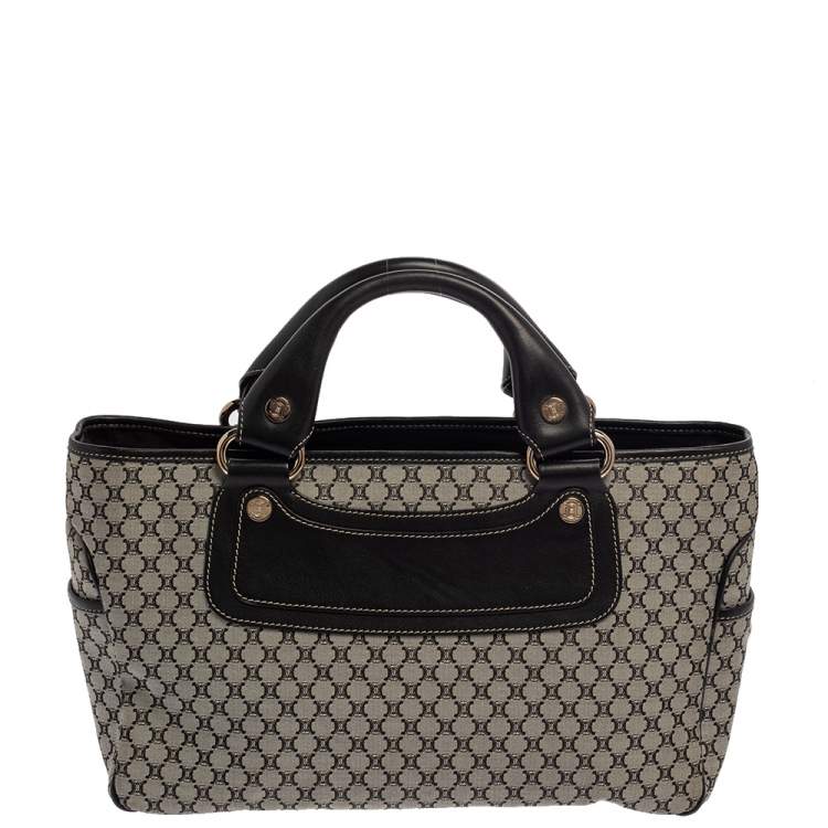 Pre Owned Celine Black/Grey Macadam Canvas And Leather Boogie Tote