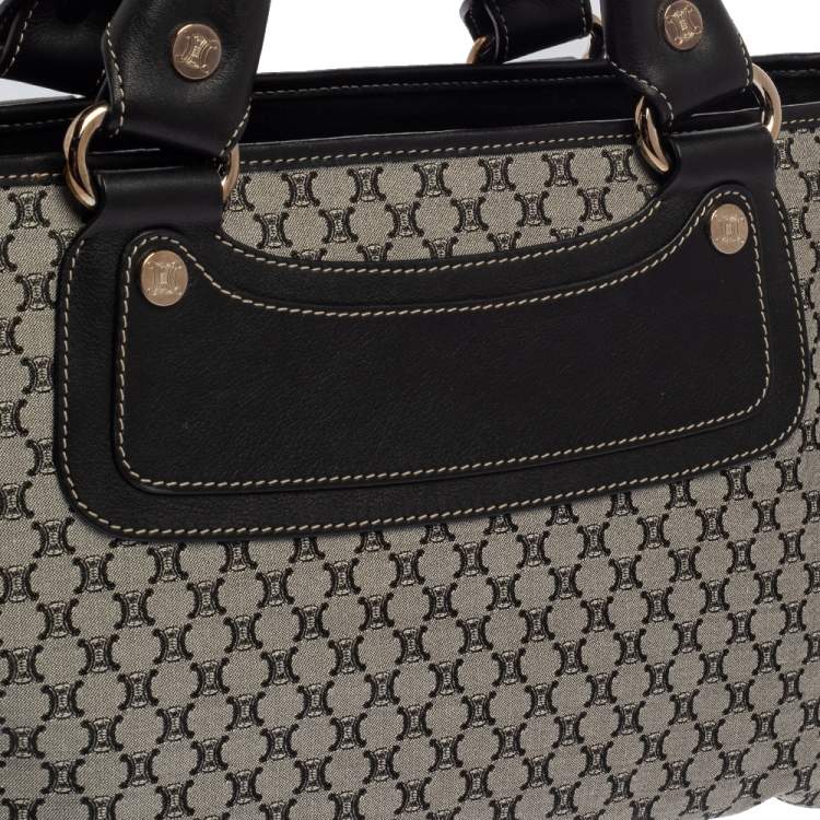 Pre Owned Celine Black/Grey Macadam Canvas And Leather Boogie Tote