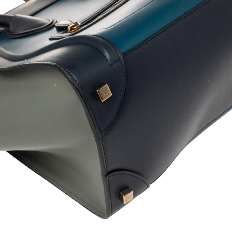 Pre Owned Celine Tri Color Leather Mini Luggage Tote