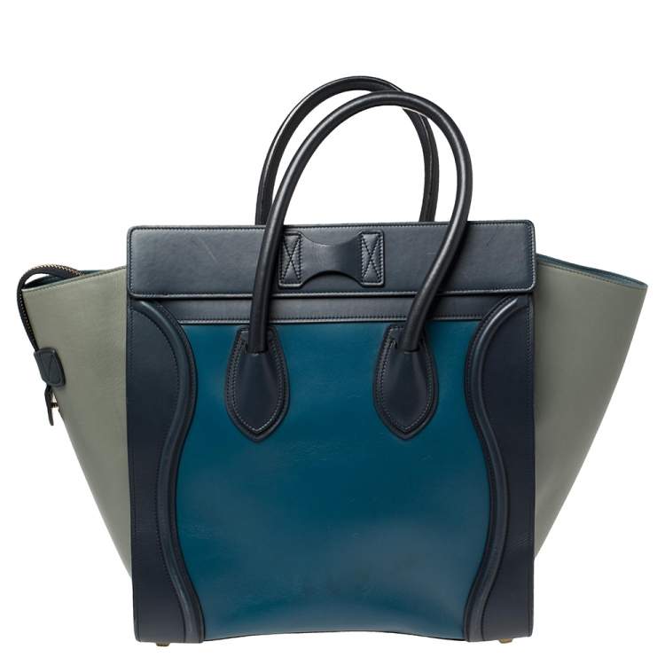Pre Owned Celine Tri Color Leather Mini Luggage Tote