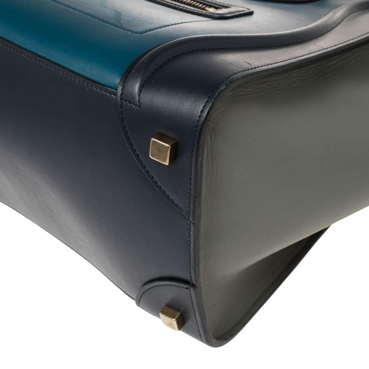 Pre Owned Celine Tri Color Leather Mini Luggage Tote