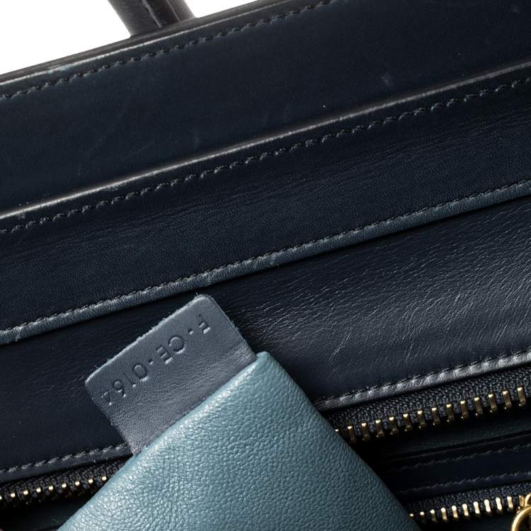 Pre Owned Celine Tri Color Leather Mini Luggage Tote