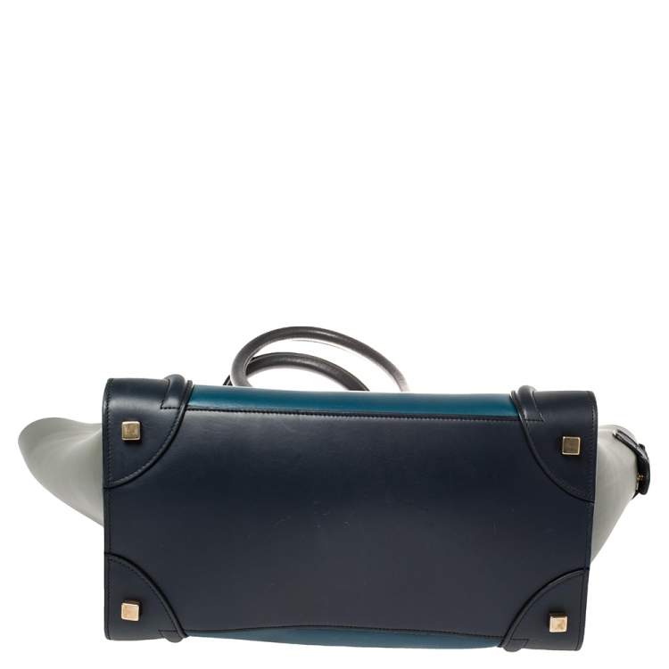 Pre Owned Celine Tri Color Leather Mini Luggage Tote