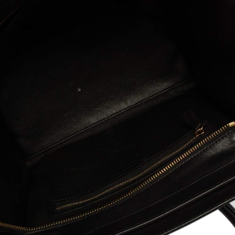 مملوكة مسبقًا Celine Black Animal Print Calf Hair and Leather Mini Luggage Tote