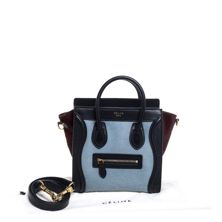 مملوكة مسبقًا Celine Tri Color Calf Hair and Leather Nano Luggage Tote