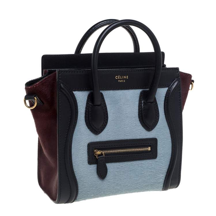 مملوكة مسبقًا Celine Tri Color Calf Hair and Leather Nano Luggage Tote