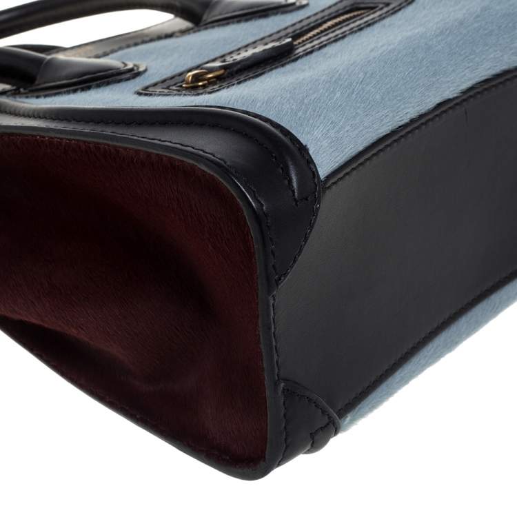 مملوكة مسبقًا Celine Tri Color Calf Hair and Leather Nano Luggage Tote
