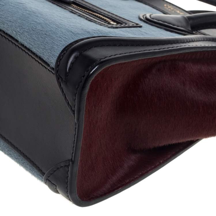 مملوكة مسبقًا Celine Tri Color Calf Hair and Leather Nano Luggage Tote