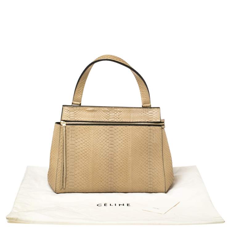 Pre Owned Celine Beige Python Medium Edge Bag
