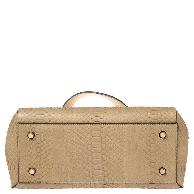 Pre Owned Celine Beige Python Medium Edge Bag