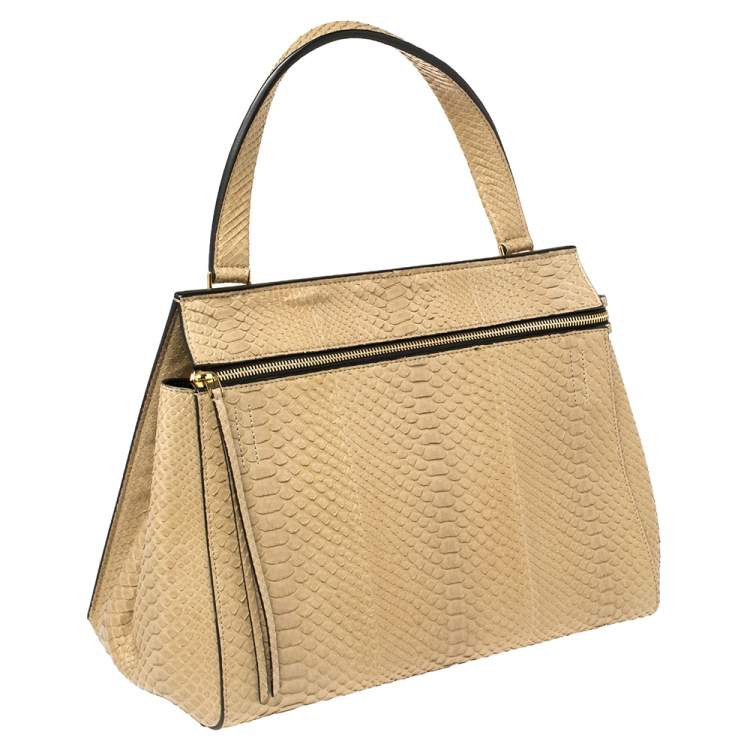 Pre Owned Celine Beige Python Medium Edge Bag