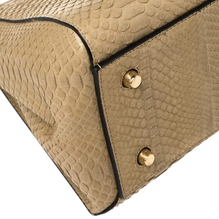 Pre Owned Celine Beige Python Medium Edge Bag
