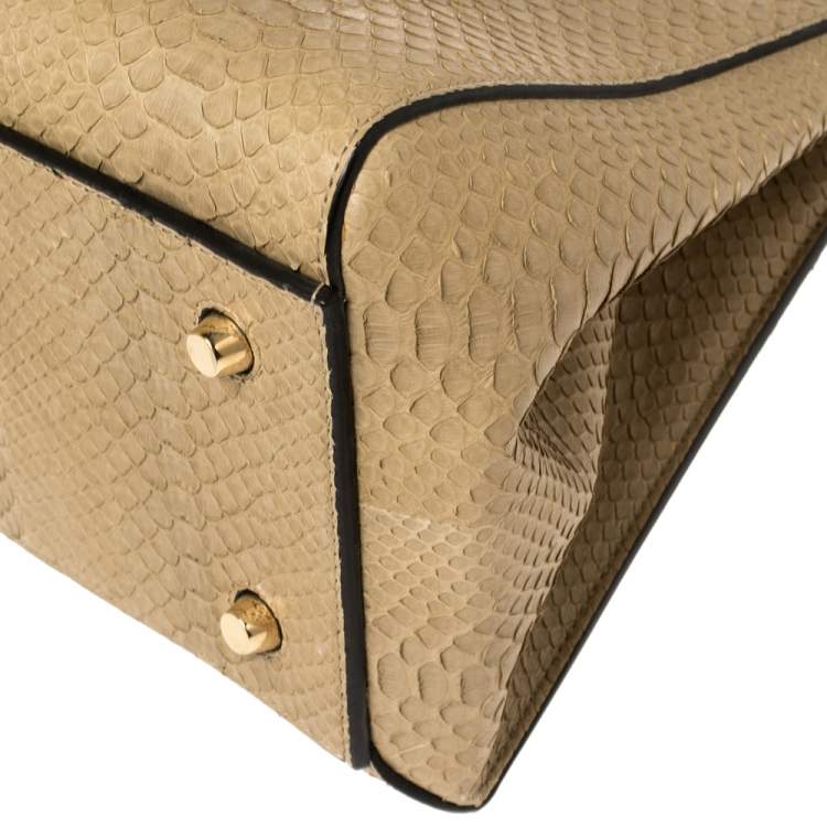 Pre Owned Celine Beige Python Medium Edge Bag