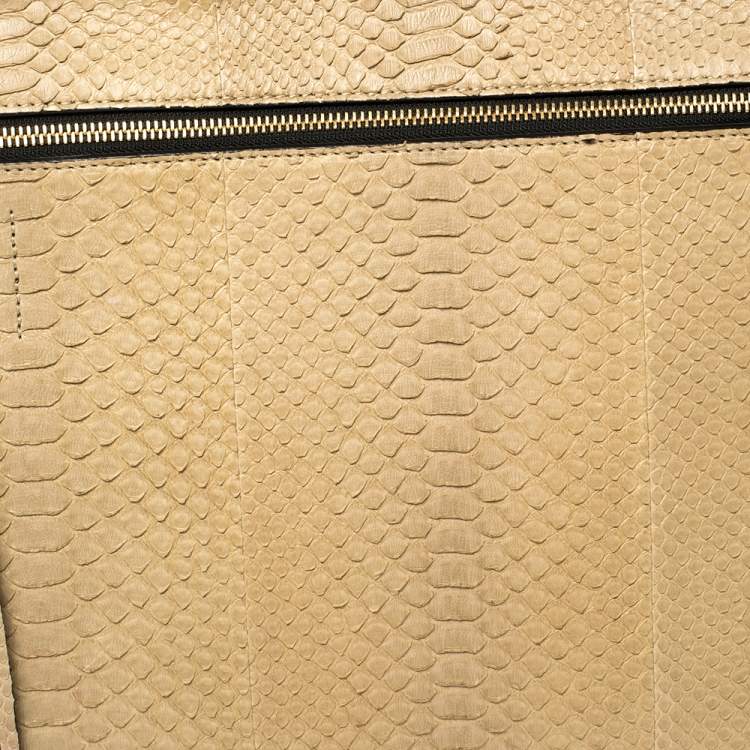 Pre Owned Celine Beige Python Medium Edge Bag