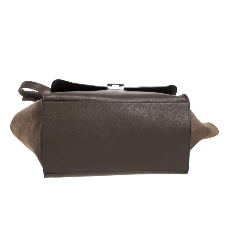 مملوكة مسبقًا Celine Khaki Beige Leather and Suede Medium Trapeze Top Handle Bag